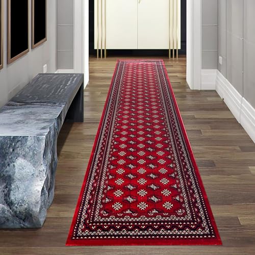Roter Orientalischer Teppich mit schönen Verzierungen Größe 80 x 300 cm von Teppich-Traum