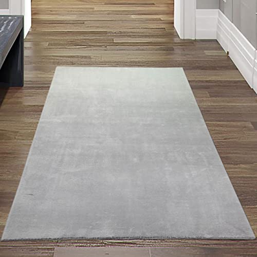 Uni Teppich Wohnzimmer weich Flokati Badezimmer, waschbar in grau, 80x150 cm Uni Teppich Wohnzimmer weich Flokati Badezimmer, waschbar in grau, 80x150 cm von Teppich-Traum