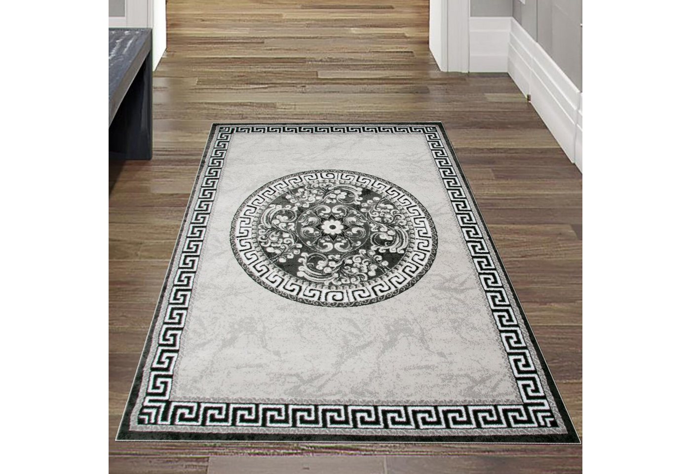 Teppich Orientteppich mit Glitzergarn in grau creme, Teppich-Traum, rechteckig, Höhe: 12 mm von Teppich-Traum