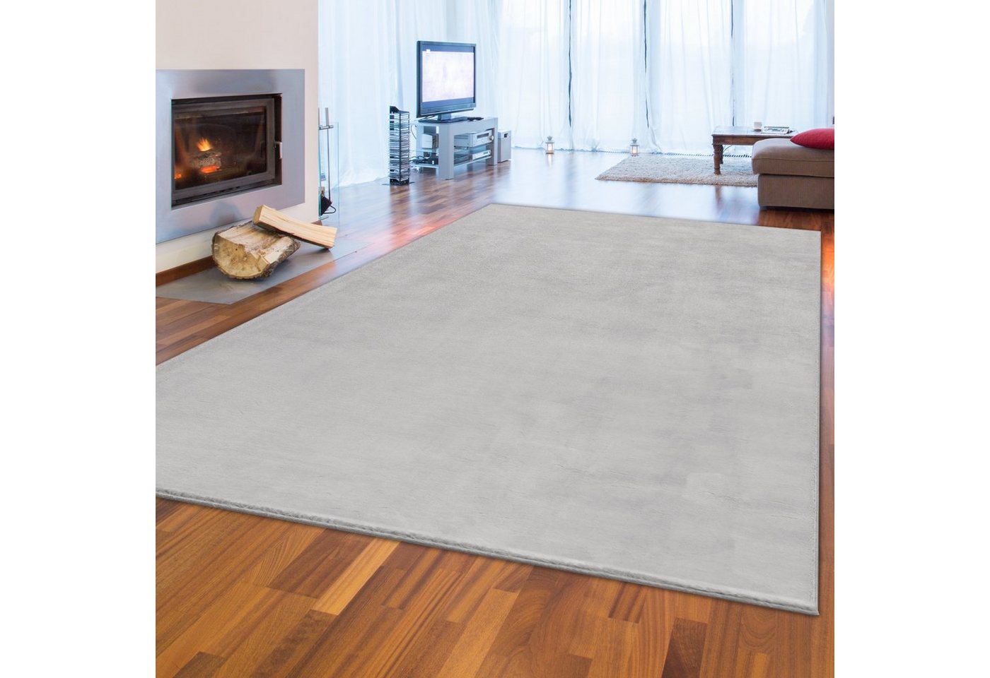 Teppich Vorleger Teppich zur Betonung von Garderobe • in hellgrau, Teppich-Traum, rechteckig, Höhe: 16 mm von Teppich-Traum