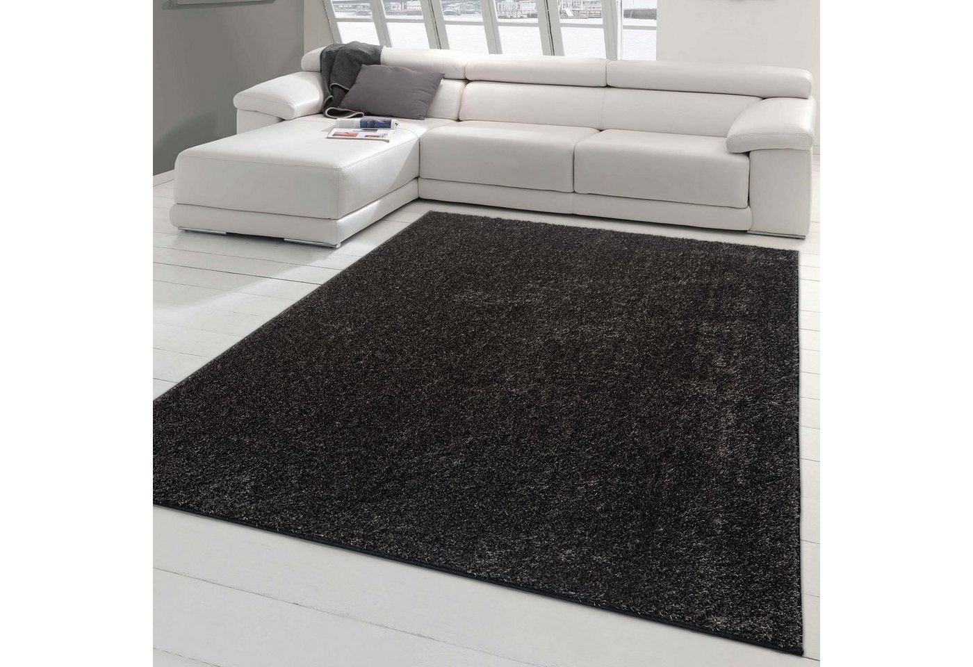 Teppich Flauschiger Shaggy Teppich • glamourös • in anthrazit, Teppich-Traum, rechteckig, Höhe: 30 mm von Teppich-Traum