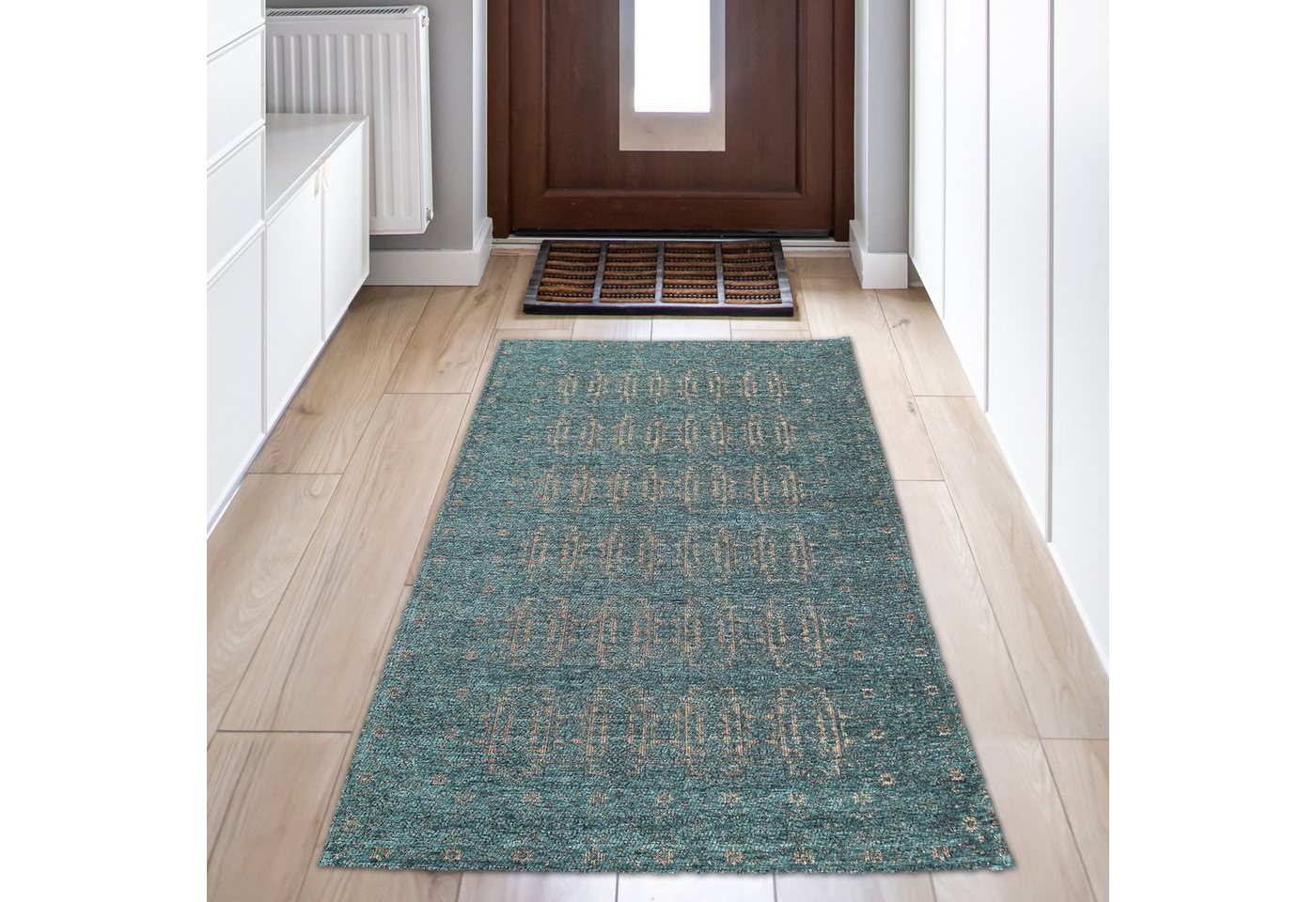 Teppich Marokkanischer Teppich Ornamente - petrol gold, Teppich-Traum, rechteckig, Höhe: 9 mm von Teppich-Traum