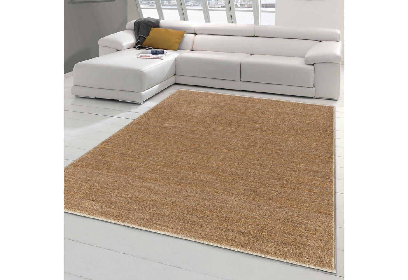 Teppich Moderner Kurzflorteppich angenehm warm • kupferfarben, Teppich-Traum, rechteckig, Höhe: 12 mm von Teppich-Traum