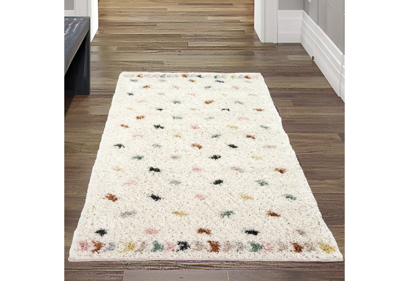 Teppich Moderner Teppich mit Farbtupfern - Pastellfarben creme, Teppich-Traum, rechteckig, Höhe: 30 mm von Teppich-Traum