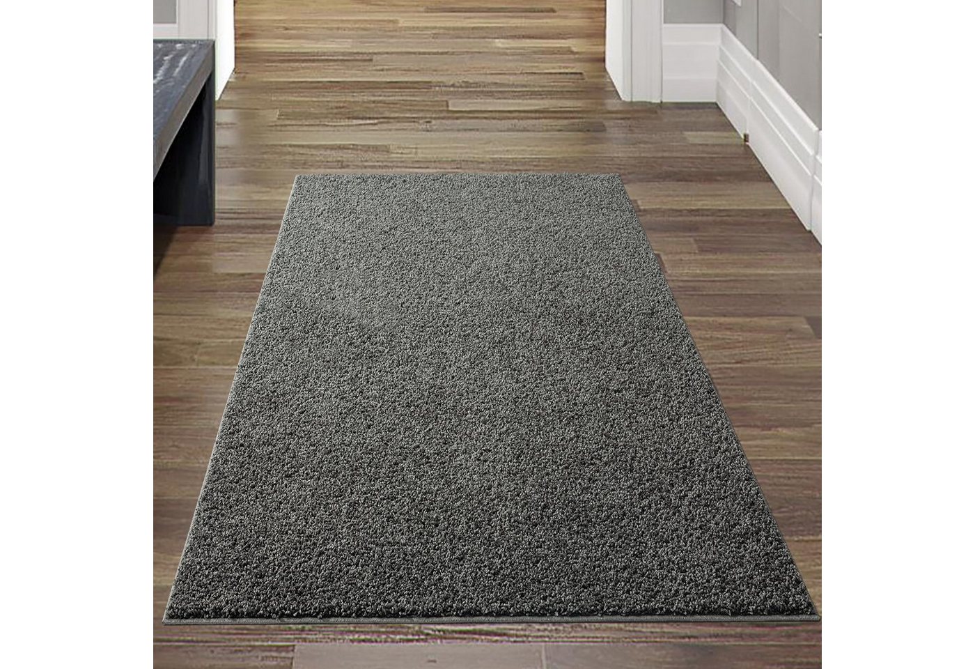 Teppich Shaggy Teppich Diele, kuschlig warm & weich, anthrazit, Teppich-Traum, rechteckig, Höhe: 30 mm von Teppich-Traum