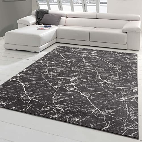 Teppich-Traum Abstrakt-moderner Teppich für Arbeitszimmer | Gästezimmer & Diele | in anthrazit, 240 x 340 cm von Teppich-Traum