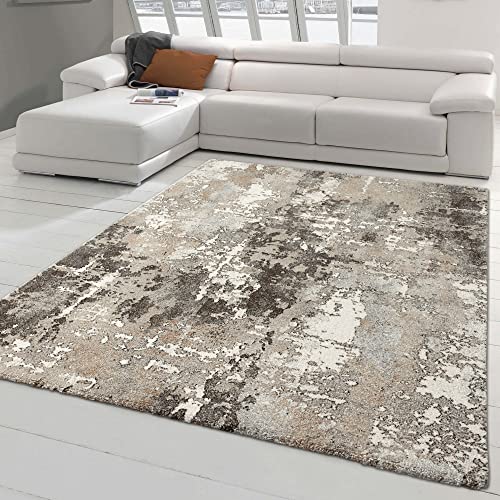 Teppich-Traum Abstrakter Designerteppich für Flur & Aufenthaltsraum in braun grau Größe 120x170 cm von Teppich-Traum