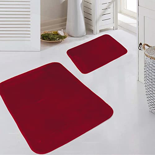 Teppich-Traum Badezimmer Set WASCHBAR • rutschfest • weich-warm in rot, 50x60 cm + 60x100 cm von Teppich-Traum
