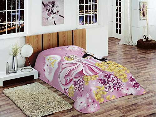 Teppich-Traum Decke Kinderdecke Spieldecke Kuscheldecke Wohndecke Prinzessin Rosa Pink Gelb Weiß Größe 155x215 cm von Teppich-Traum