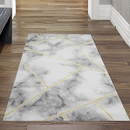 Teppich-Traum Designer Vorleger Garderobe - pflegeleicht - abstraktes Marmormuster Gold grau Creme Größe 60x110 cm Teppich-Traum Designer Vorleger Garderobe - pflegeleicht - abstraktes Marmormuster Gold grau Creme Größe 60x110 cm von Teppich-Traum