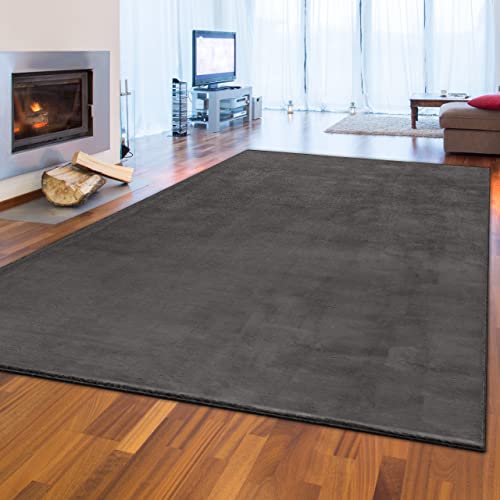 Teppich-Traum Dunkler Designer Wohnzimmerteppich | Fußbodenheizung o.k. | in anthrazit, 200x290 cm von Teppich-Traum