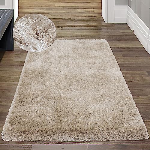 Teppich-Traum Flauschiger Moderner Hochflorteppich Flur Glitzereffekt Sand 80 x 150 cm von Teppich-Traum