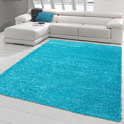 Teppich-Traum Flauschiger Shaggy Gästezimmerteppich | pflegeleicht & unempfindlich | in türkis, Größe 240 x 340 cm von Teppich-Traum