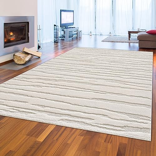 Teppich-Traum Flur Diele Eingang Läufer lang modern Designer Kurzflorteppich Boho Style Abstraktmuster Creme Beige weich flauschig 80x300 cm von Teppich-Traum