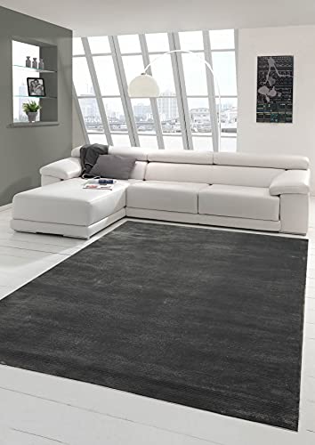 Teppich-Traum Flurläufer moderner Unidesign Kurzflor Teppich anthrazit Größe 80x150 cm von Teppich-Traum