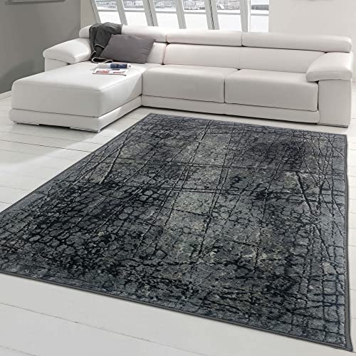 Teppich-Traum Großer moderner Designerteppich mit dezent abstraktem Muster in anthrazit, Größe 300 x 400 cm von Teppich-Traum