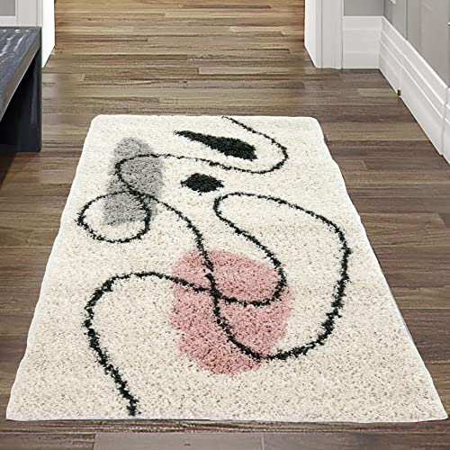 Teppich-Traum Hochflor Bettvorleger Designerteppich mit abstrakt-modernen Formen | allergikerfreundlich | in schwarz rosa, Größe 60x110 cm Teppich-Traum Hochflor Bettvorleger Designerteppich mit abstrakt-modernen Formen | allergikerfreundlich | in schwarz rosa, Größe 60x110 cm von Teppich-Traum