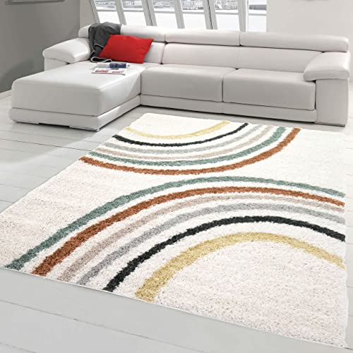 Teppich-Traum Hochflor Designerteppich mit Halbkreis-Formen in Pastellfarben, Größe 160x230 cm von Teppich-Traum