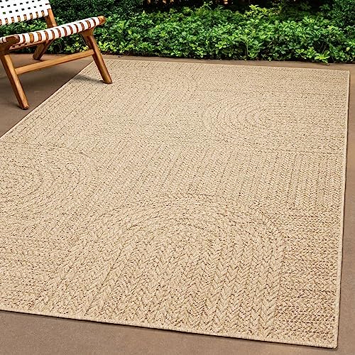 Teppich-Traum In- & Outdoor Teppich groß 240x340 cm Sisal-Optik natürlich beige braun Garten Terrasse Balkon von Teppich-Traum