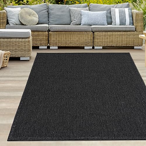 Teppich-Traum In- & Outdoor Teppich wetterfest robust strapazierfähig UV-beständig Balkon Terrasse Garten anthrazit 140 x 200 cm von Teppich-Traum