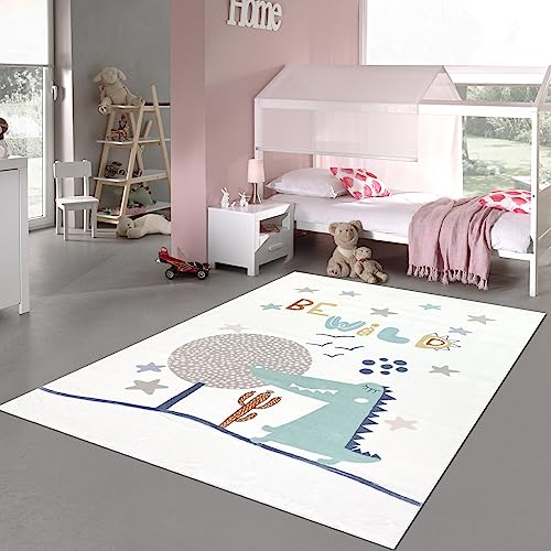 Teppich-Traum Kinderteppich Babyteppich Kinderzimmer Teppich Hochflor flauschig weich kuschelig Tiere Krokodil 120 x 170 cm von Teppich-Traum