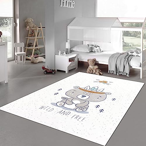 Teppich-Traum Kinderzimmer-Teppich flauschig süßer Bär in Creme braun 120x170 cm von Teppich-Traum