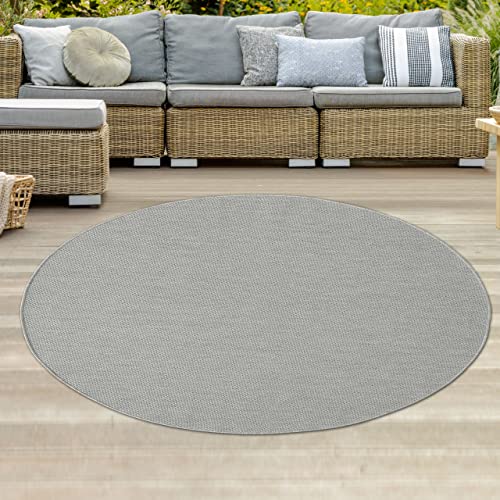 Teppich-Traum Klassisch-moderner Sisal Teppich Wintergarten • In- & Outdoor • in grau, 160 cm Rund von Teppich-Traum