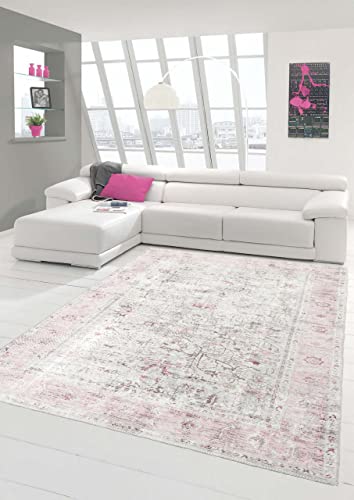 Teppich-Traum Klassisch moderner Teppich mit dezenten Blumen & Pflanzen Verzierungen in Creme pink Größe 120x170 cm von Teppich-Traum