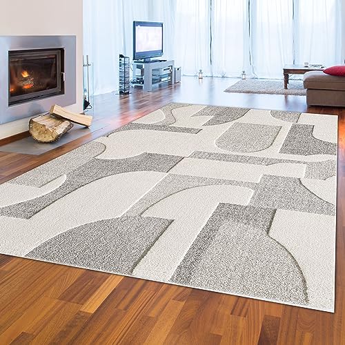 Teppich-Traum Küchenteppich Flur Diele Eingang Läufer Lang modern Designer Kurzflorteppich Boho Style Creme Beige Muster 80 x 300 cm von Teppich-Traum