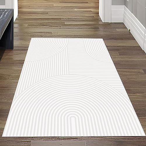 Teppich-Traum Kurzflor Teppich Flur Läufer kurz modern Designerteppich weich Bogen Muster 3D Effekt in Creme 80x150 cm von Teppich-Traum