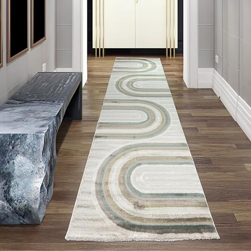 Teppich-Traum Kurzflorteppich modern Creme Beige Grün Braun Muster weich Glanzeffekt pflegeleicht strapazierfähig 80 x 300 cm Teppich-Traum Kurzflorteppich modern Creme Beige Grün Braun Muster weich Glanzeffekt pflegeleicht strapazierfähig 80 x 300 cm von Teppich-Traum