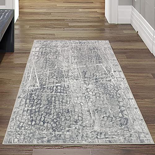 Teppich-Traum Läufer Flur mit modernem Design abstrakt Gemustert dezente Farben grau, Größe 80x150 cm von Teppich-Traum