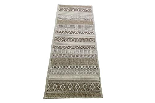 Teppich-Traum Läufer In- & Outdoor Teppich Sisal Optik Küche Flur Terrasse Balkon - Diamanten - beige braun Größe 67x180 cm von Teppich-Traum