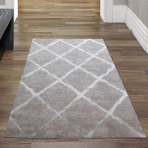 Teppich-Traum Läufer mit skandinavischem Rauten Muster in grau, Größe 80x150 cm von Teppich-Traum