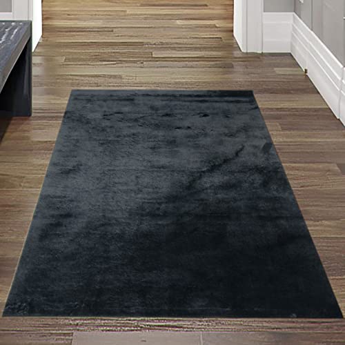 Teppich-Traum Läufer mit weichem Flor | Badezimmer Flokati waschbar | in schwarz, Größe 60x110 cm von Teppich-Traum