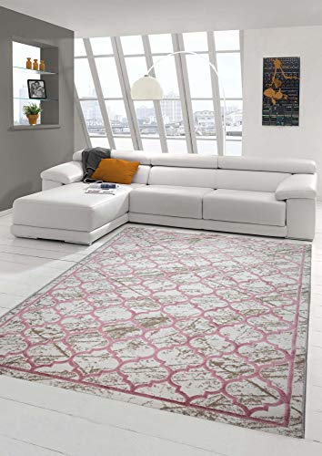 Teppich-Traum Moderner Designer Teppich marokkanisches Muster in beige rosa Größe 120x170 cm von Teppich-Traum