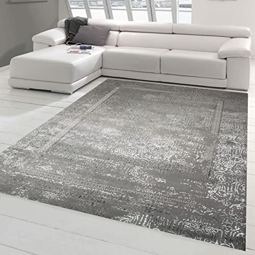 Teppich-Traum Moderner Orient Designerteppich • verzaubernde Verzierungen • glänzend Silber, 120 x 170 cm von Teppich-Traum