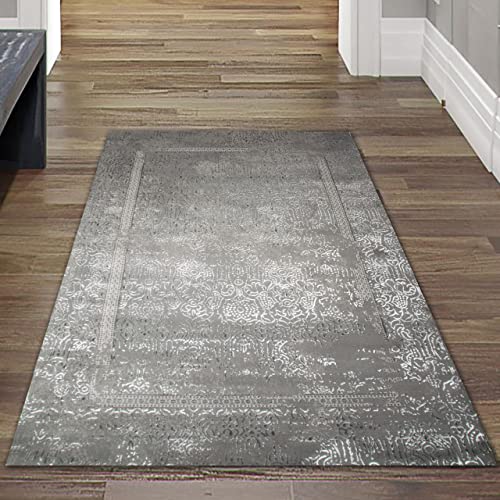 Teppich-Traum Moderner Orient Designerteppich • verzaubernde Verzierungen • glänzend Silber, 80 x 150 cm von Teppich-Traum