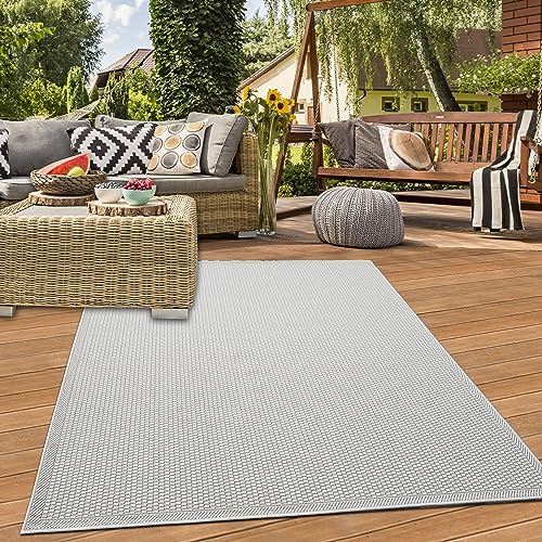 Teppich-Traum Moderner Outdoor Indoor Teppich wetterfest robust UV-beständig hochwertig Terrasse Balkon Creme 140 x 200 cm von Teppich-Traum