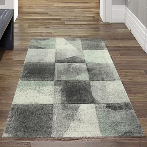 Teppich-Traum Moderner Teppich Wohnzimmer Flur abstraktes Karomuster in grau grün anthrazit Größe 60x110 cm Teppich-Traum Moderner Teppich Wohnzimmer Flur abstraktes Karomuster in grau grün anthrazit Größe 60x110 cm von Teppich-Traum