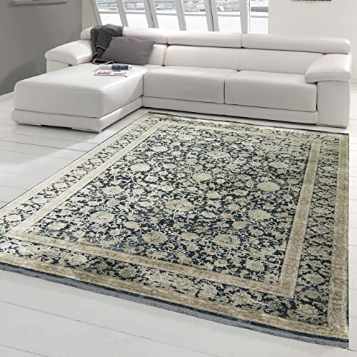 Teppich-Traum Moderner Teppich Wohnzimmer orientalisches Blumendesign in Beige auf schwarzem Hintergrund, 200 x 290 cm von Teppich-Traum