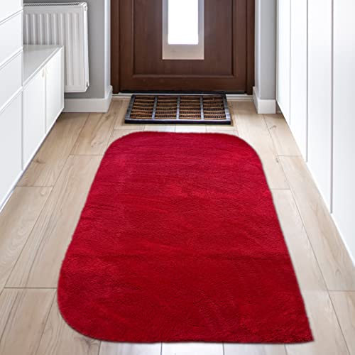 Teppich-Traum Moderner Wohnzimmerteppich Uni mit abgerundeten Ecken, in rot 80 x 150 cm von Teppich-Traum
