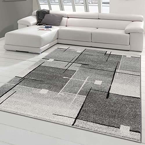 Teppich-Traum Moderner Wohnzimmerteppich mit abstrakten Quadraten | pflegeleicht | schwarz grau Größe 200x280 cm Teppich-Traum Moderner Wohnzimmerteppich mit abstrakten Quadraten | pflegeleicht | schwarz grau Größe 200x280 cm von Teppich-Traum