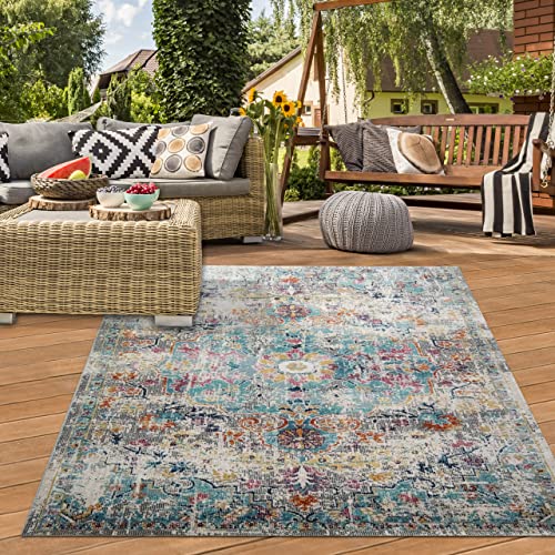 Teppich-Traum Orientalischer Vintage Teppich mit Verzierungen | In- & Outdoor | Mehrfarbig, 140 x 200 cm von Teppich-Traum