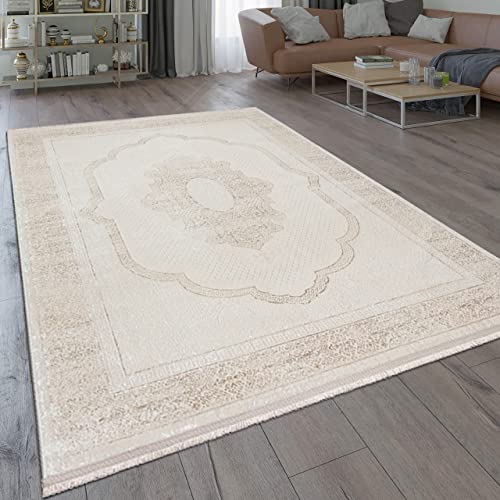 Teppich-Traum Orientteppich Gästezimmer Klassischer Bordüre Dezente Ornament Verzierungen - beige, 120 x 170 cm von Teppich-Traum