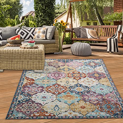 Teppich-Traum Orientteppich für Indoor Schlafzimmer & Outdoor Terrasse | wunderschöne Ornamente | bunt Größe 120x170 cm von Teppich-Traum