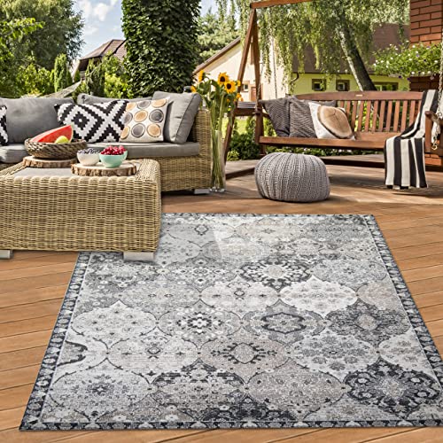 Teppich-Traum Orientteppich für Indoor Wohnzimmer & Outdoor Terrasse | wunderschöne Ornamente | grau Größe 200 x 290 cm von Teppich-Traum