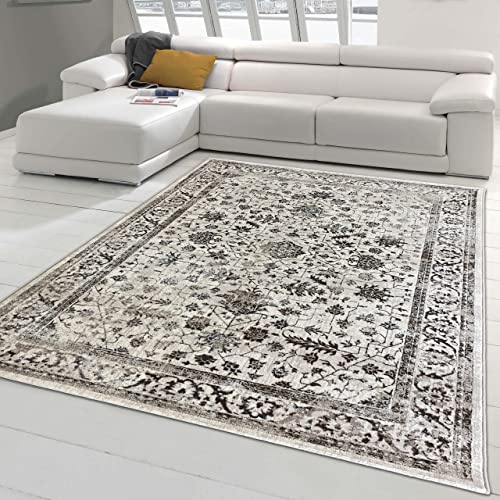 Teppich-Traum Orientteppich mit Pflanzen Verzierungen & Ornamenten in Creme Größe 140 x 200 cm von Teppich-Traum