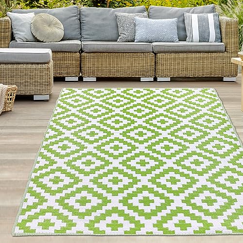 Teppich-Traum Outdoor Teppich Außenteppich Camping Garten wetterfest Kunststoff wasserfest strapazierfähig pflegeleicht Picknick große Rauten grün-weiß 180 x 280 cm Teppich-Traum Outdoor Teppich Außenteppich Camping Garten wetterfest Kunststoff wasserfest strapazierfähig pflegeleicht Picknick große Rauten grün-weiß 180 x 280 cm von Teppich-Traum