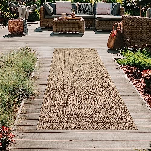 Teppich-Traum Outdoor Teppich Läufer lang modern robust Jute Look wetterfest Balkon Garten Terrasse 80x250 cm von Teppich-Traum